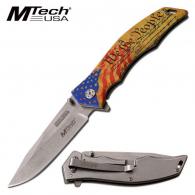 MTech USA Assisted 3.75 in Blade We The People Stainless Steel Handle - MX-A849FC