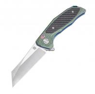 Artisan Megahawk Folder 3.62in Fancy Green Titanium S35VN - 1809G-BU02