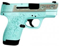 M&P Shield Plus 9mm Tiffany Rose Custom Engraved Full Gun w - 13246RAT