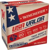 Winchester USA Valor 20Ga Ammo  2.75" 7/8oz  #7.5 shot 1200fps  25rd box