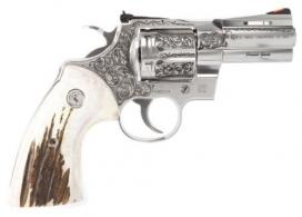 Colt Python .357 Magnum 3" Engraved, Stag Grips, Tyler Gun Works Premier Grade - PYTHONSP3WTSTGW