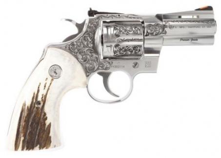Colt Python .357 Magnum 3" Engraved, Stag Grips, Tyler Gun Works Premier Grade