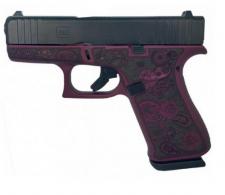 Glock 43X 9MM Custom Engraved Frame ONLY Paisley-Black Cherry