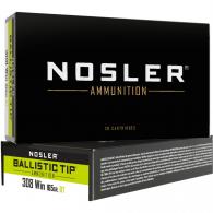 Nosler Ballistic Tip Rifle Ammunition 308 Win. 165 gr. BT SP 20 rd. - 40063 Nosler Ballistic Tip Rifle Ammunition 308 Win. 165 gr. BT SP 20 rd. - 40063