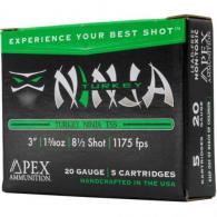 Apex Turkey TSS Ninja Shotgun Ammo 20 ga. 3 in.1-5/8oz 8.5 shot 5 Round - NINJA20 Apex Turkey TSS Ninja Shotgun Ammo 20 ga. 3 in.1-5/8oz 8.5 shot 5 Round - NINJA20