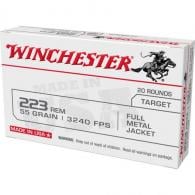 Winchester USA Rifle Ammo 223 Rem. 55 gr. FMJ 20 rd. - W223K