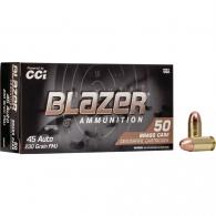 CCI Blazer Brass Pistol Ammo .45 ACP 230 gr. FMJ Round Nose 50 rd. - 5230 CCI Blazer Brass Pistol Ammo .45 ACP 230 gr. FMJ Round Nose 50 rd. - 5230