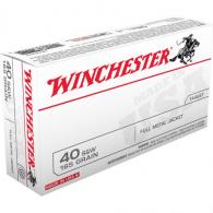 Winchester USA Pistol Ammo 40 S&W 165 gr. FMJ 50 rd. - USA40SW