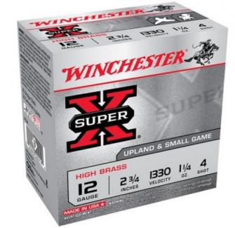 Winchester Ammo X124 Super X Game Load High Brass 12 Gauge 2.75" 1 1/4 oz 1330 fps 4 Shot 25 Bx/10 Cs - X124