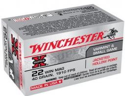 Winchester Ammo X22MH Super X 22 WMR 40 gr Jacketed Hollow Point (JHP) 50 Bx/40 Cs