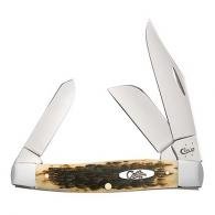 Case & Sons Cutlery 6375 CV Amber Laser Grips Stockman Large - 00204