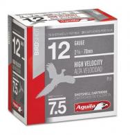 Aguila High Velocity 12 Gauge Shotshells 250 Rds 2 3/4 #7.5 Aguila High Velocity 12 Gauge Shotshells 250 Rds 2 3/4 #7.5