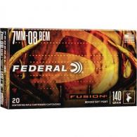 Federal Fusion Rifle Ammo 7mm-08 Rem 140Gr Fusion Soft Point 20 Rounds per Box