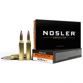 Main product image for Nosler Ballistic Tip Rifle Ammunition 243 Win 70 gr. SP 20 rd.