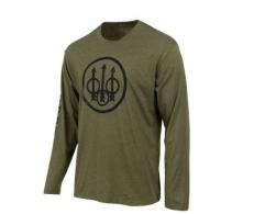 Beretta Trident Logo Long Sleeve T-Shirt Heather Mil Green Large - TS229T189007AUL