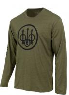 Beretta Trident Logo LS T-Shirt Heather Mill Green Medium - TS229T189007AUM