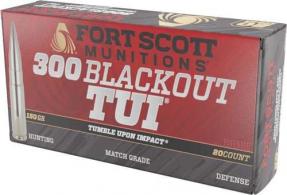 FORT SCOTT MUNITIONS LEAD FREE RIFLE AMO .300 Black 150GR TUI BRASS CASE 20-RD ( 25 BOX PER CASE ) FORT SCOTT MUNITIONS LEAD FREE RIFLE AMO .300 Black 150GR TUI BRASS CASE 20-RD ( 25 BOX PER CASE )