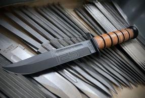 KA-BAR US ARMY 125TH ANNIVERSARY KNIFE 11.87 AOL 7 IN CLIP POINT BLADE W/ BROWN LEATHER SHEATH BOXED