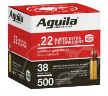 AGUILA .22 LR HOLLOW PNT 38G CPHP 500RD BOX 4 PER CS AGUILA .22 LR HOLLOW PNT 38G CPHP 500RD BOX 4 PER CS