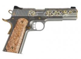KIMBER CUSTOM 1911 .45 ACP STAINLESS DELUXE, SCROLL WORK, GOLD ROPE INLAY - CUSTOM 1911 45ACP STAINLESS DE