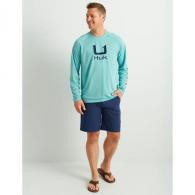 Huk Icon Crew Long Sleeve Shirt Marine Blue Large - H1200573-372-L