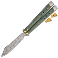 Benchmade Necron Gold Class Jungle Wear Balisong Knife 4.59in Scimitar Damasteel - 99-242