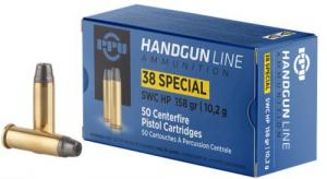 PPU .38 SPECIAL SWC Hollow Point 158G 50RD BOX 10 BOXES PER CASE - PPUPPH38SH PPU .38 SPECIAL SWC Hollow Point 158G 50RD BOX 10 BOXES PER CASE - PPUPPH38SH