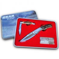 Bear & Son Limited Edition Gift Tin Two Folding Knife Combo Set Stag Delrin - 71830