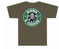TUFF Products Guns and Coffee T Shirt Olive Drab 2XLarge - 3001-OD-2X