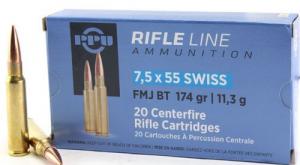 PPU 7.5 X 55 SWISS FMJ 174GR 20RD BOX 10 BOXES PER CASE PPU 7.5 X 55 SWISS FMJ 174GR 20RD BOX 10 BOXES PER CASE