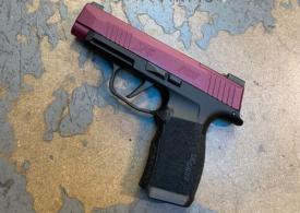 SIG SAUER -380 HGA 380 AUTO 3.1IN BBL SF XR3 POLY Black 2 10RD MAGS CERAKOTE WILD CHERRY SLIDE - P365 SIG SAUER -380 HGA 380 AUTO 3.1IN BBL SF XR3 POLY Black 2 10RD MAGS CERAKOTE WILD CHERRY SLIDE - P365