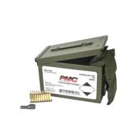 PMC Rifle Ammunition 5.56mm 55 gr FMJ 3270 fps 840/ct W/Bandoleer 840 Metal Box (2-Metal Boxes 1680/ct Total) PMC Rifle Ammunition 5.56mm 55 gr FMJ 3270 fps 840/ct W/Bandoleer 840 Metal Box (2-Metal Boxes 1680/ct Total)