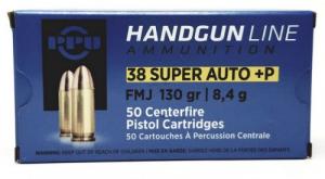 PPU .38 SUPER AUTO FMJ 130GR+P 50RD BOX 10 BOXES PER CASE PPU .38 SUPER AUTO FMJ 130GR+P 50RD BOX 10 BOXES PER CASE