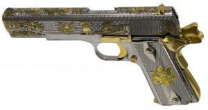 AUTO ORDNANCE HGA 45 AUTO 5IN BBL 1/7RD MAG A1 NICKEL PLATED AMER PATRIOT GOLD ACCENTS - 1911 AUTO ORDNANCE HGA 45 AUTO 5IN BBL 1/7RD MAG A1 NICKEL PLATED AMER PATRIOT GOLD ACCENTS - 1911