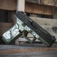 Glock Gen 5 9mm, 4.49" Barrel, Battlefield Green, Spartan Laser Engraving, RMR Cut, Slide Cuts - 17 Glock Gen 5 9mm, 4.49" Barrel, Battlefield Green, Spartan Laser Engraving, RMR Cut, Slide Cuts - 17