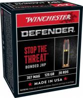 Winchester Defender Pistol Ammo 357 mag. 125 gr. Bonded Jacket Hollow Point 20 rd. - S357MPDB