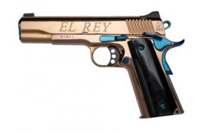 KIMBER 1911 EL REY 38SUP 7RD 5IN BARREL ENGRAVED ROSE GOLD BLUE ACCENTS BLACK GRIPS - CNCELREY KIMBER 1911 EL REY 38SUP 7RD 5IN BARREL ENGRAVED ROSE GOLD BLUE ACCENTS BLACK GRIPS - CNCELREY
