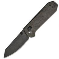 Civivi Knives C23073B-1 Yonder 2.88" Folding Spey Point Plain Black Stonewashed 14C28N Steel Blade, Dark Green Canvas Micarta Ha - C23073B-1 Civivi Knives C23073B-1 Yonder 2.88" Folding Spey Point Plain Black Stonewashed 14C28N Steel Blade, Dark Green Canvas Micarta Ha - C23073B-1
