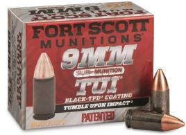 Fort Scott Munitions Pistol Ammo, 9mm Subsonic, 125 Grain, 20 Rounds