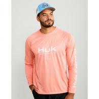 Huk Vented Pursuit Long Sleeve Shirt Fresh Salmon Heather XL - H1200524-809-XL