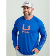 Huk Icon Crew Long Sleeve Shirt Ocean Blue Medium - H1200573-460-M