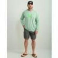 HUK ICON LS CREW FOG GREEN LS M