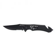 Smith & Wesson Extreme Ops Folding Knife 3-1/2" Clip Point Blade Black with Glass Breaker and Strap Cutter Smith & Wesson Extreme Ops Folding Knife 3-1/2" Clip Point Blade Black with Glass Breaker and Strap Cutter