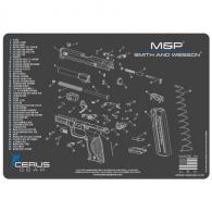 SMITH & WESSON M&P SCHEMATIC HANDGUN PROMAT - CHARCOAL GRAY/CERUS BLUE - HM-SW-MP-SCH-GRY