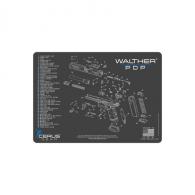 WALTHER PDP SCHEMATIC HANDGUN MAT - CHARCOAL GRAY/CERUS BLUE, 12" X 17" - HM-WAL-PDP-SCH-GRY WALTHER PDP SCHEMATIC HANDGUN MAT - CHARCOAL GRAY/CERUS BLUE, 12" X 17" - HM-WAL-PDP-SCH-GRY