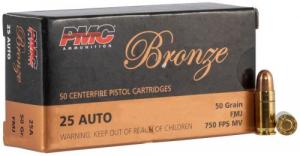 PMC .25 ACP Target 50 Grain Full Metal Jacket 50rd box - 25A PMC .25 ACP Target 50 Grain Full Metal Jacket 50rd box - 25A