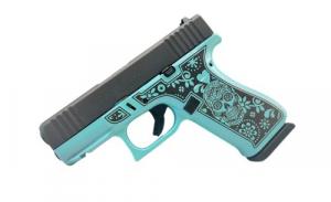 GLOCK 43X TEAL SUGAR SKULL 9MM PISTOL 3.39" FXD 5.5lb 2-10RD MAGS