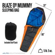 Alps Mountaineering Blaze 0 Regular Sleeping Bag 32x80 Charcoal/Orange