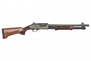 PANZER ARMS CQB PUMP 12G 18.5" OD GREEN/WALNUT, MLOK SIDE SADDLE, DOOR BREECHER - PACQBGREW