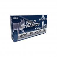 FIOCCHI 22-250 REM. FIELD DYNAMICS 40 GR V MAX 4100 FPS 20/R